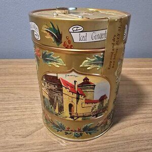 Gold Music Tin. "Have Yourself a Merry Little Christmas" Cookies. VINTAGE German